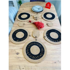 Resim Jütex Home Jüt Hasır Amerikan Servis Supla ve Bardak Altı 12 Parça 