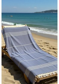 Resim Mika %100 Pamuk Peştemal Havlu 100x180 Cm Plaj Havlusu, Hamam Peştemali, Hızlı Kuruyan Hafif Banyo Havlusu Lacivert 