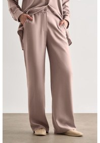 Resim Mizalle Bej Rengi Kemerli Rahat Kesim Modal Pantolon Bej 