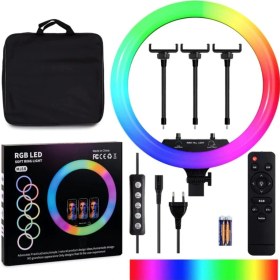 Resim Asfal Rgb LED Selfie Işığı 45 cm + 210 cm Tripod Çanta ve Kumandalı 