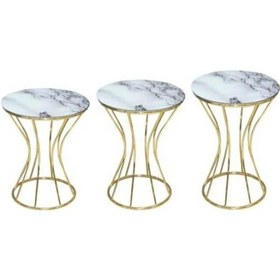 Resim Brc Kum Saati Zigon Beyaz Mermer Desen Metal Çelik Gold Renk Kapl 