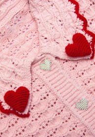 Resim Çocuk Dokulu Kalp Detaylı Hırka - Pembe - 4-5Y 