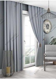 Resim Lüks Açık Gri Blackout Kalın Karartma Güneşlik En X Boy Pilesiz Tek Kanat,Gri 250 160 