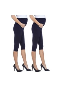 Resim Luvmabelly Myra8003 8010 Beli Ayarlanabilir Hamile Kapri Tayt Seti-lacivert - Lacivert 