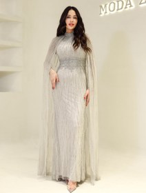 Resim Couture Bukre Tesettür Abiye - Mavi / 44 