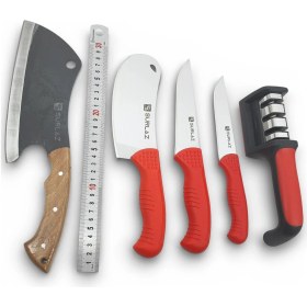Resim SürLaz Sürmene Bıçak Seti Satır Zırh Bıçak Et Bıçağı Soğan Satırı Kemik Kırma Satırı 5'li 