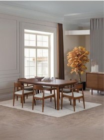 Resim Bien Meşe Yemek Masası 100x190 Ceviz 