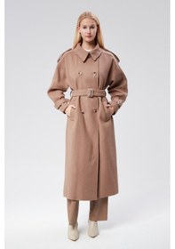 Resim Kuşaklı Oversize Kaşe Kaban 001 