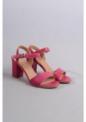 Resim Seç 0032 Hakiki Deri Tek Bant Sandalet Topuk Boyu 8,5cm Fuşya - 40 Fuşya 