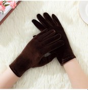 Resim Kahve Bisiklet Kış Kadın Sonbahar Yumuşak Tam Parmak Eldivenler Sürüş Eldiven Elastik Altın Kadife Eldiven Kahve 