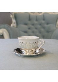 Resim Gümüş Kaplama Dantel Detaylı Fincan Seti 
