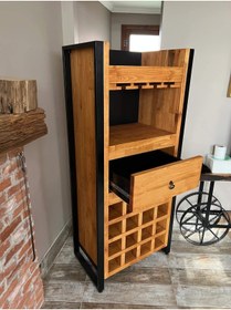 Resim mywoodteks Ahşap Bar Dolabı, Şaraplık, Alkol Dolabı 