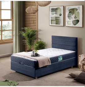 Resim Sofia Tek Kişilik Baza Başlık Comfort Yatak Seti Lacivert 90 x 200 