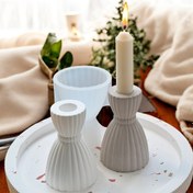 Resim DIY Çizgili Mum Tutucu Silikon Kalıp - Plaster, Beton ve Kil El Sanatları için İdeal, Çok Yönlü Mum Ekran Kalıbı|Dekoratif Mum Tutucu|Dayanıklı Silikon Kalıp 