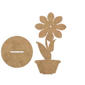 Resim Ahşap Boyanabilir Papatya Saksı Figürü 7,5x15 Cm - 3mm Mdf Okul Öncesi Boyama Etkinlik Seti 10 Adet 
