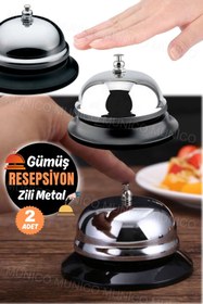 Resim Munico 2 Adet Masa Mutfak Otel Banko Resepsiyon Restoran Bar Zil Çağrı Zili Servisi Paslanmaz Çelik Şık 