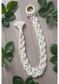 Resim Home Style Ahşap Halkalı Ekru Örgülü Perde Tokası 