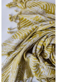 Resim Jakarlı Müslin Peştemal-yaprak Desen-90x170 Cm Hardal Hardal 