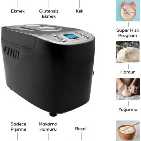 Resim Karaca 15 Programlı, Hamur Yoğurma, Reçel, Yoğurt, Üstün Performanslı Ekmek Yapma Makinesi, 1500 G, 45 Farklı Tarifli Kitapçık Premium Model + Onerous Hassas Tartı 
