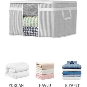 Resim Maxi Pencereli Baza Altı Hurç - Çekyat Baza Tipi Yastık Kıyafet Saklama Hurcu 45 X 40 X 30 Cm Gri 
