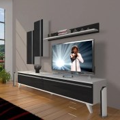 Resim Decoraktiv Eko 7 Mdf Std Retro Tv Ünitesi Tv Sehpası Beyaz Siyah 