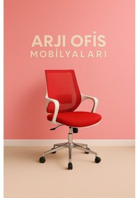 Resim Arji Desemo Çalışma Koltuğu Beyaz - Kırmızı 