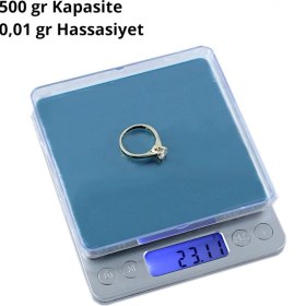 Resim Dijital Hassas Cep Terazisi Tartı 500 G Kare 0,01 Hassasiyet 