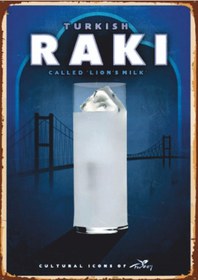 Resim Türk Rakısı Retro Ahşap Tablo - Aslan Sütü Temalı Kültür Posteri 