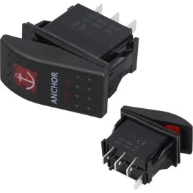 Resim Powermaster Çapa Irgatı Sembollü Yaylı Işıksız 4 Pinli On-Off 12-24V Marin Switch 