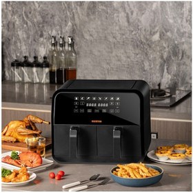 Resim uniwho D8 Dokunmatik Ekran (4+4) 8lt Çift Hazneli Airfryer Yağsız Fritöz 1700W 