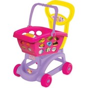 Resim Barbie Sepetli Market Arabası Pembe 
