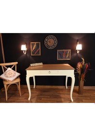 Resim Wooding-Mobilya Wooding 120 Cm Çekmeceli Masif Krem Naturel Çalışma Masası 