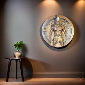 Resim Cesaretin Koruyucusu - duvara asılan roma savaşçısı, el yapımı, arkadan aydınlatmalı, dekorasyon heykeli - Mukemel orijinal tasarımlar 