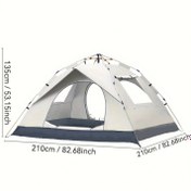 Resim 4 Kişilik Otomatik Pop-Up Kamp Çadırı - Tüm Mevsim Aile Çadırı ile Depolama Çantası ve Geniş İç Mekan, Dayanıklı Cam ve Oxford Kumaş için Parklar, Yürüyüşler, Plaj Tatilleri, Tatil Hediyeleri (Gri), Kamp Çadırları, Parklar ve Yürüyüşler, Açık Hava Maceraları, Kolay Kurulum, Dayanıklı Kumaş 
