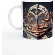Resim Terazi Burcu Baskılı Kahve Kupası - Zamanın Çarkları Astroloji Mekanizması Vs1 