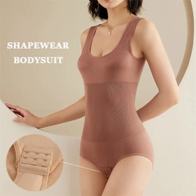 Resim 1 adet Büyük Beden Vücut Şekillendirici Bodysuit Bel Eğitmeni Kadınlar için Korse Dikişsiz Karın Pantolon Çatal Toka Takım İç Giyim 