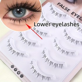 Resim 5 Çift Peri Alt Kirpik, Manga Küçük Şeytan Stili Doğal Görünümlü Yapay Kirpikler, Şeffaf Saplı Tam Şerit Kirpikler 