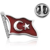 Resim STİLLOVE Gümüş Türk Bayrağı Rozet 
