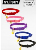 Resim Caramelos Güvenlik Kilitli Kedi Tasması, 5'li Set Safety Click, Ayarlı, Zilli Kedi Boyun Tasması Pl1 