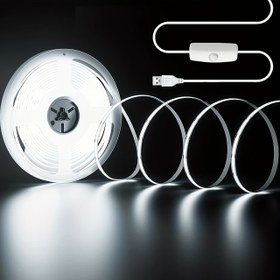 Resim Esnek COB şerit ışık, 501 düğmeli anahtarlı USB arayüzü, yüksek parlaklık, lekesiz, mutfak ve yatak başı dekoratif aydınlatma şeridi olarak kullanılabilir 