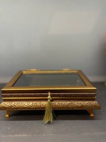 Resim Dekoratif Ahşap Aynalı Takı Kutusu Gold 