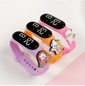 Resim Sunshine022 Mor Kahverengi Pembe 3 Adet Sevimli Hayvan Bileklik Led Ve Dijital Aile Saati Hediye Seti Diğer 