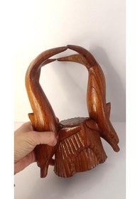 Resim Ahşap Balık Yunus Şişe Şarap Sunumluk Yağdanlık Ev Dekorasyon 