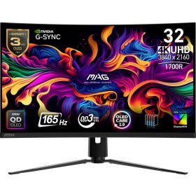 Resim MSI 31.5" MAG 321CUP QD-OLED 3840x2160 (UHD) 16:9 CURVE 1700R QD-OLED 165HZ 0.03MS G-SYNC COMPATIBLE GAMING MONITOR 