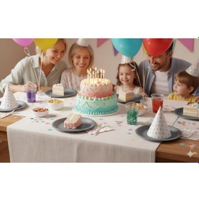 Resim Gümüş Renk Tabak 8 Li Doğum Günü Parti Tabağı Tüm Yaşlar 