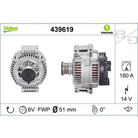 Resim VALEO 439619 Alternator 12 V 180A Mercedes Vito 2.2 Cdi W639 Viano 2.2 Cdi 03-06 6461540102 (WH833862) 