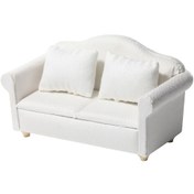 Resim Xindoker "1:12 Bebek Evi Mini Mobilya Seti - Gerçekçi Beyaz Kumaş Kanepe Ve Yastıklar" 