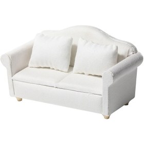 Resim Xindoker "1:12 Bebek Evi Mini Mobilya Seti - Gerçekçi Beyaz Kumaş Kanepe Ve Yastıklar" 