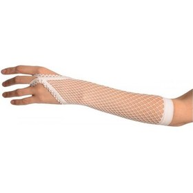 Resim Beyaz Renk Parmak Arası File Örgü Eldiven 26 Cm 