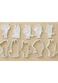 Resim Bluey Temalı Kurabiye Kalıbı Seti - Sevimli Karakter Şekilli Kurabiye Fondan Kalıpları Beyaz 